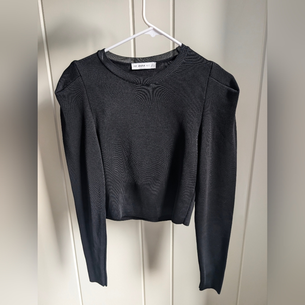 Zara Crop Knit With Shoulder Padding, Super Soft Thermal Inner Lining Fabric, S